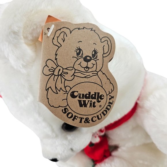 Vintage Cuddle Wit Teddy Bear Stuffed Animal Plush Christmas Holiday Scarf Hat - Picture 6 of 10